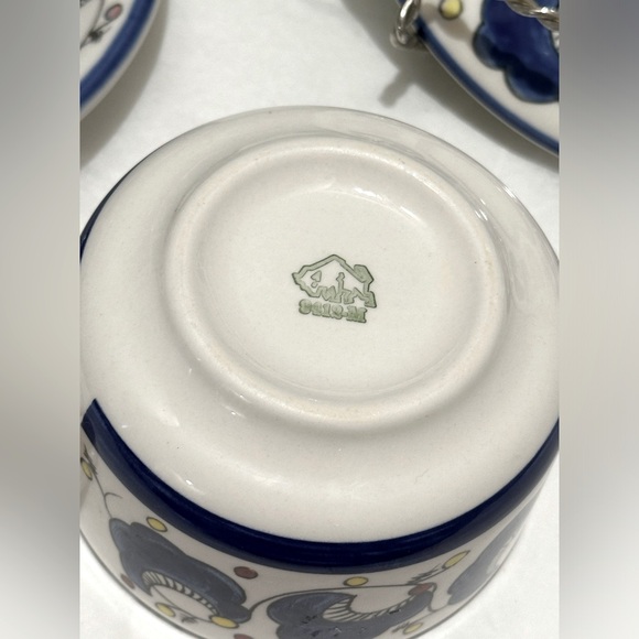 BUFFALO CHINA POTTERY BLUE DESIGN CUP AND SAUCER MADE FOR OLIVE GARDEN RARE 2set - Picture 6 of 12